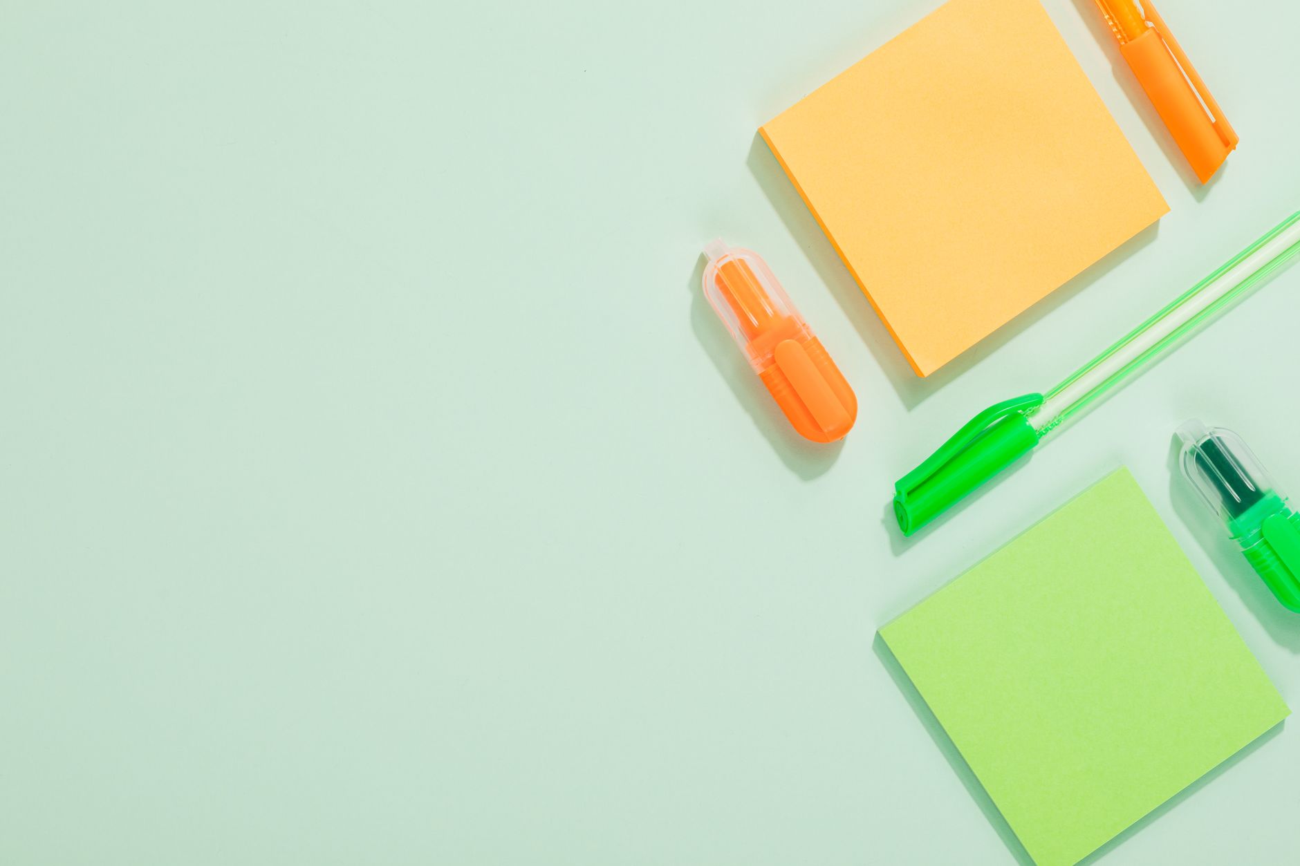 pen and sticky notes
