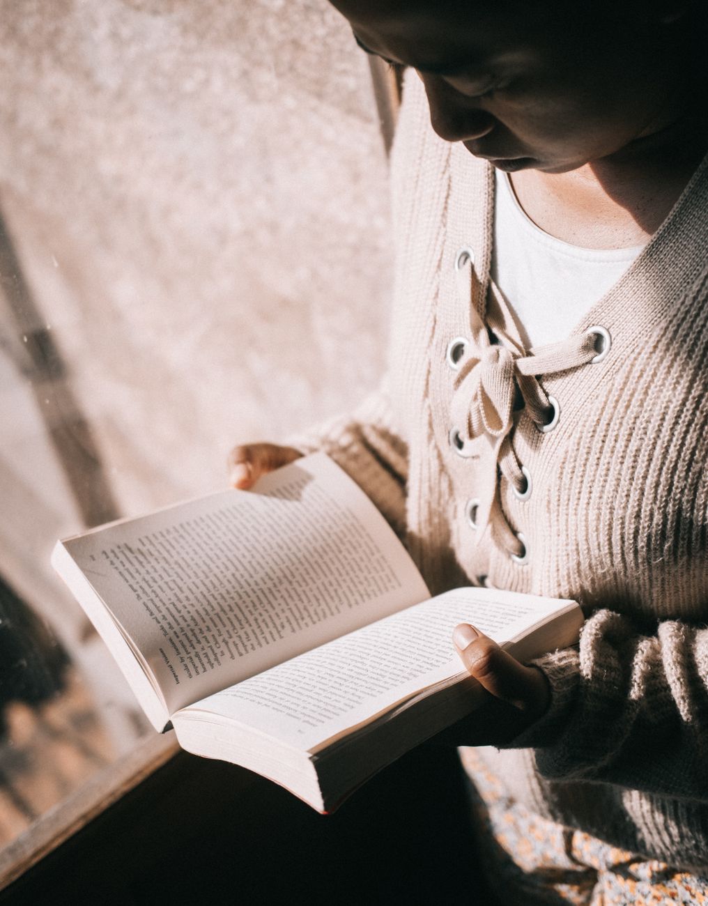 woman reading a book