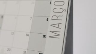 close up of march page on desk calendar